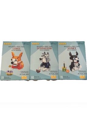 Brix - Set Of 3 - PETS  Series - Building Blocks - CORGI- HUSKY- SCHNAUZER New